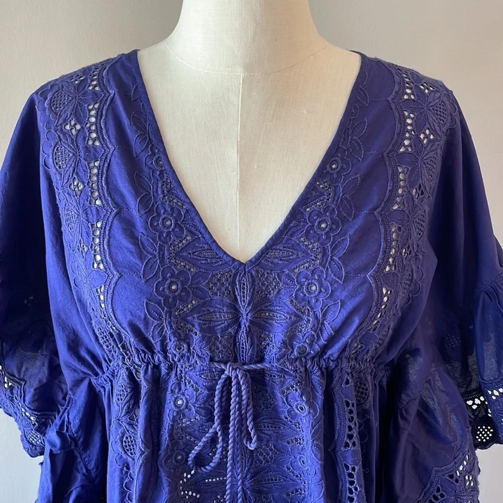 J. CREW ORIGINAL BEACHWEAR / Resort cover dress Eyelet Ruffled ORGANIC cotton S